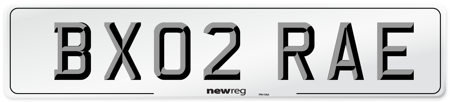 BX02 RAE Number Plate from New Reg
